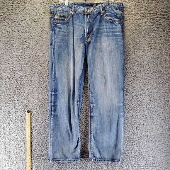 TK Axel Jeans Mens Size 38x32 Blue Relaxed Straight Denim Cotton Treadwell - Picture 1 of 12